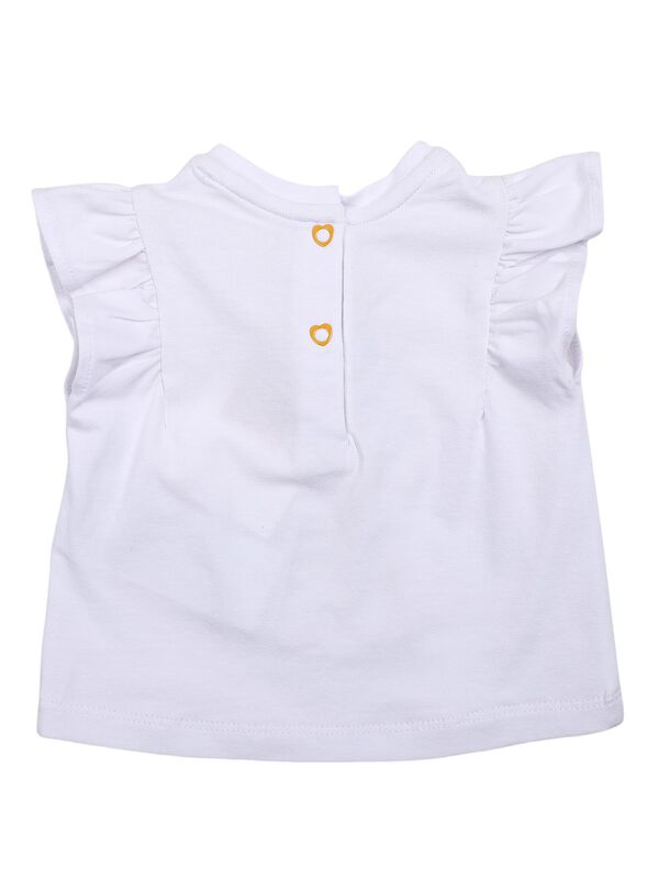 Girls White Short Sleeve Knitted T- Shirt image number 1